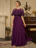 Eleanor Grace Grape front view mother of the bride dress