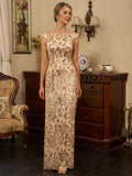 Amelia Rose Champagne front view mother of the bride dress