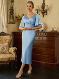 Zara Claire Dusty Blue front view mother of the bride dress
