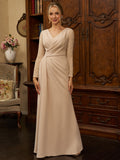 Sarah Pearl Peach front view mother of the bride dress