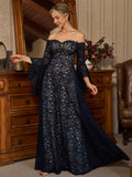 Hope Mae Navy Blue front view mother of the bride dress