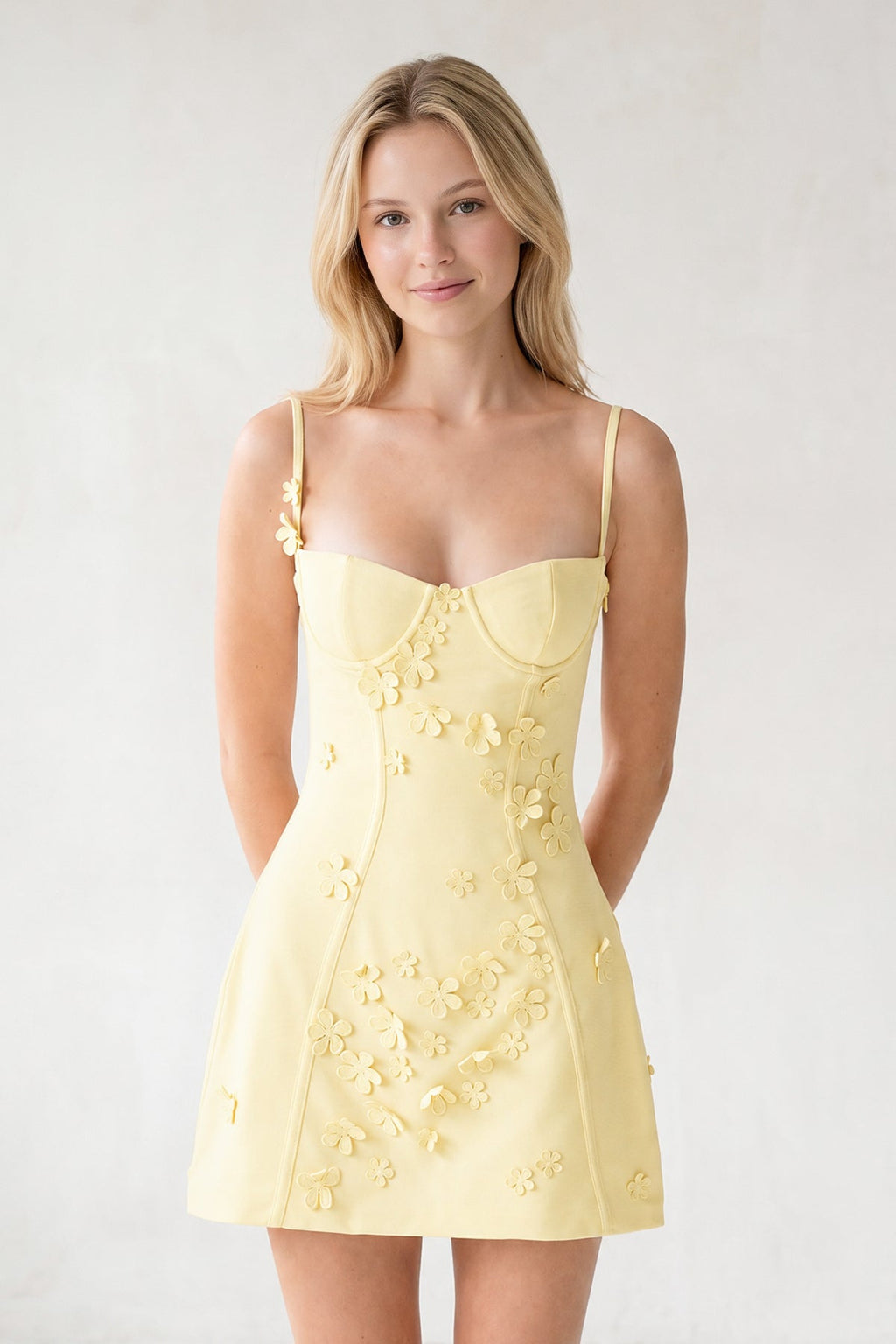 Ksenia Yellow side view homecoming dress