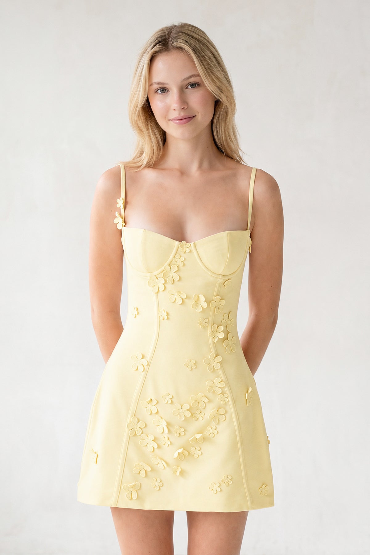 Ksenia Yellow side view homecoming dress