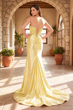 Fuchsia Satin Mermaid Evening Dress with Strapless Neckline and Beading