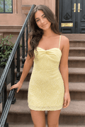 Jessalyn Yellow front view homecoming dress