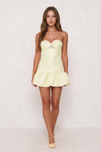 Evanna Yellow side view homecoming dress