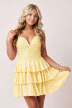 Jessamine Yellow front view homecoming dress