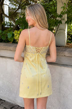 Alouette Yellow back view homecoming dress