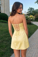 Serena Yellow back view homecoming dress