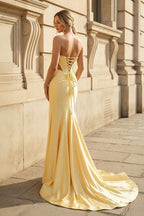 Valencia Noor Yellow back view prom dress