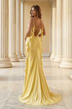 Wilhelmina Reese Yellow back view prom dress
