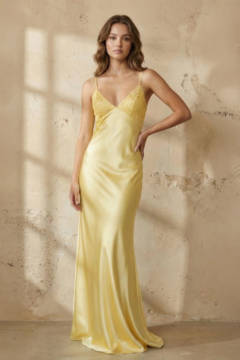 Blue Spaghetti Straps Sheath Satin Long Formal Prom Gown With Appliques