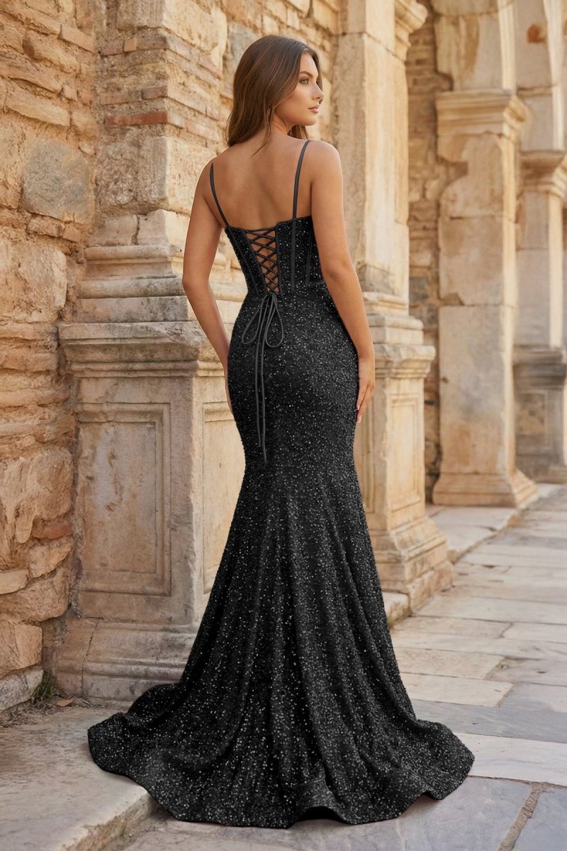 Fuchsia Sequins Mermaid Evening Dress with Sweetheart Neckline and Sequins