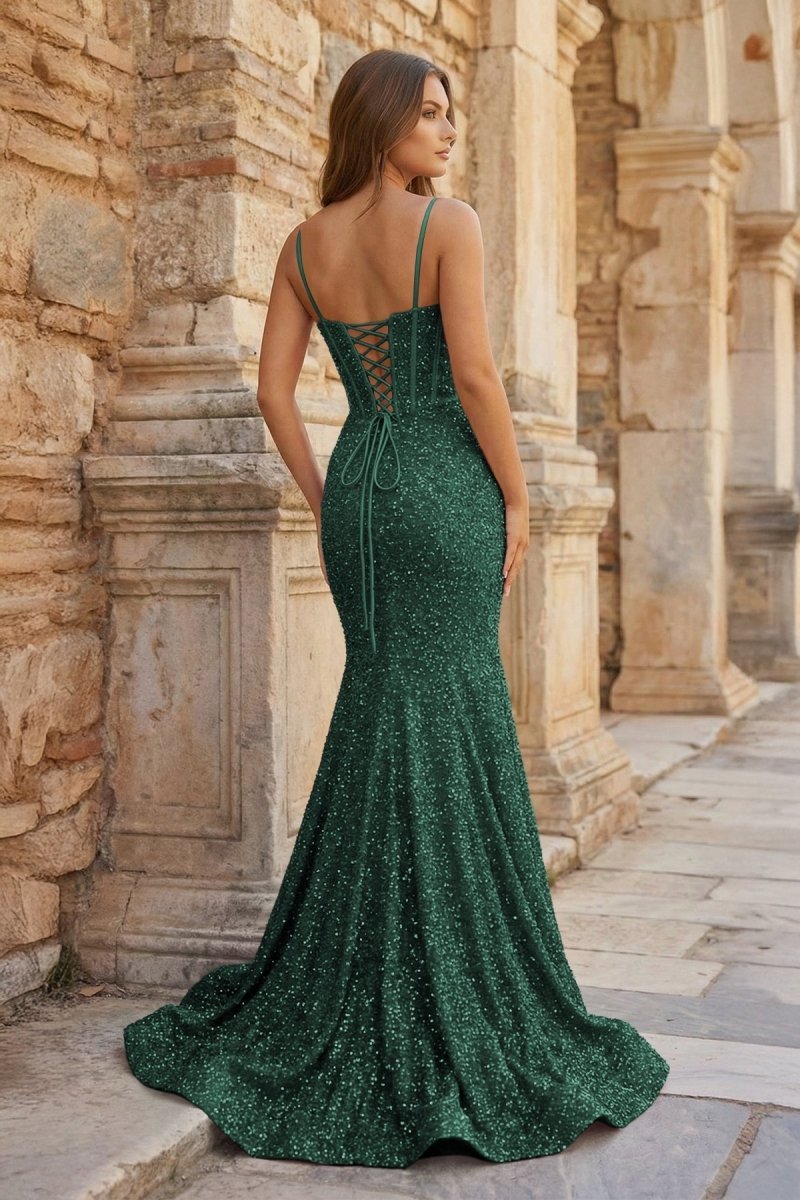 Fuchsia Sequins Mermaid Evening Dress with Sweetheart Neckline and Sequins
