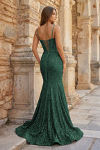 Fuchsia Sequins Mermaid Evening Dress with Sweetheart Neckline and Sequins
