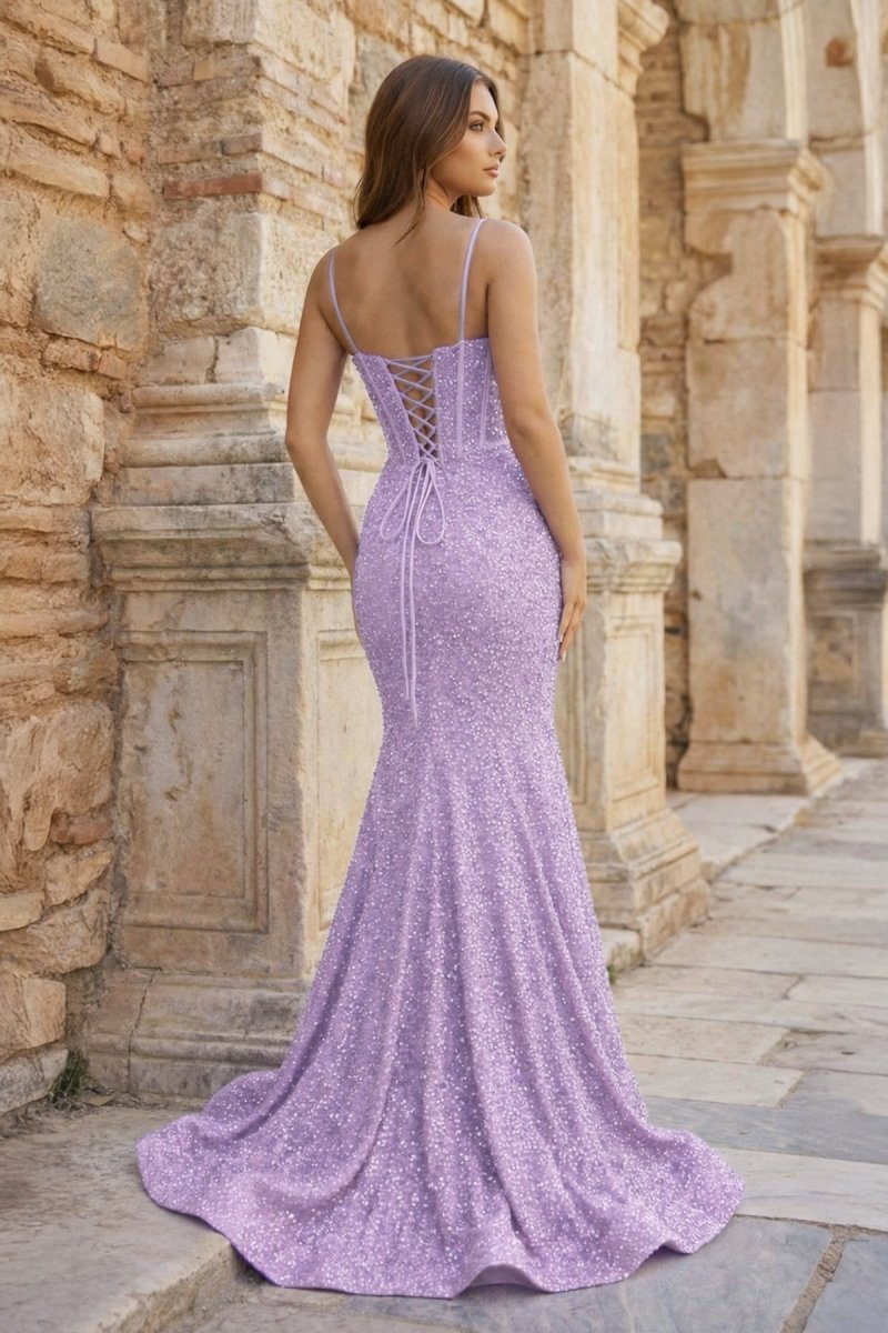 Fuchsia Sequins Mermaid Evening Dress with Sweetheart Neckline and Sequins