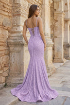 Fuchsia Sequins Mermaid Evening Dress with Sweetheart Neckline and Sequins