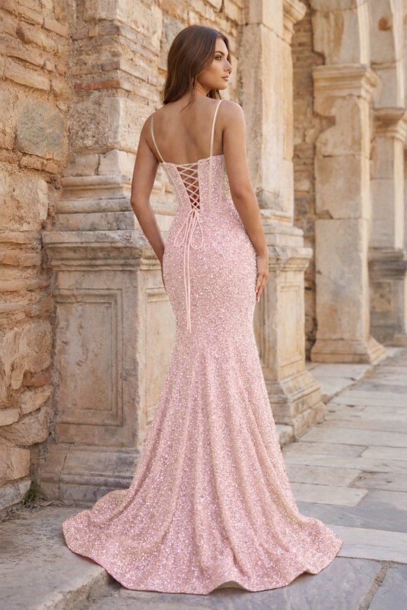 Fuchsia Sequins Mermaid Evening Dress with Sweetheart Neckline and Sequins